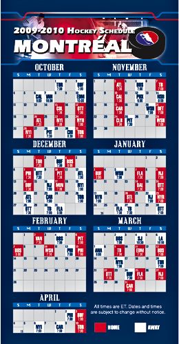 ReaMark Products: Montreal Hockey Schedule
